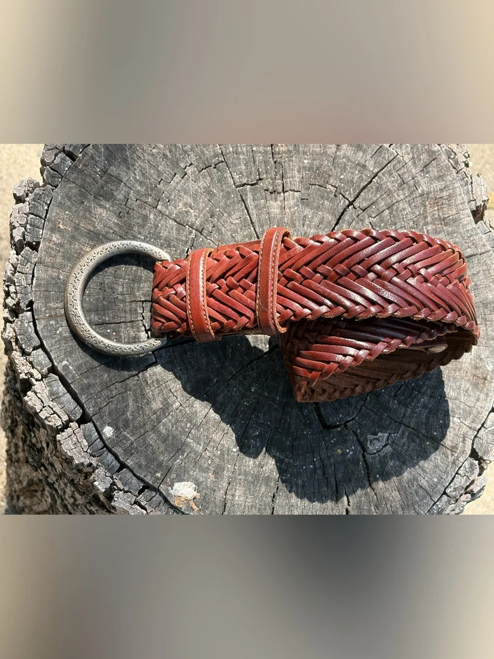 VTG Braided Wide Leather Women’s Belt w/ antique silver hardware - Brown